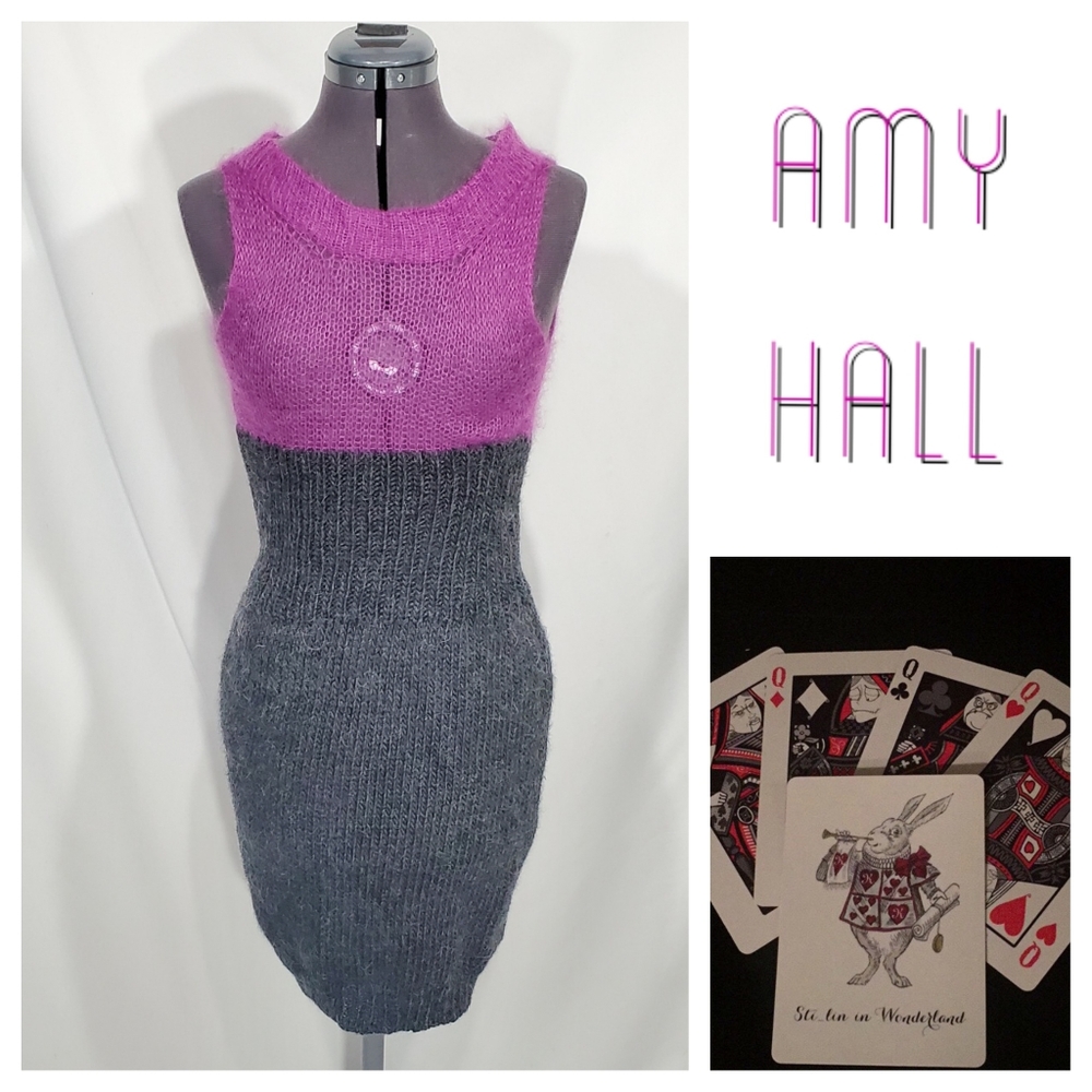Amy Hall Hand Knit Sweater Dress S Mohair Wool